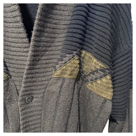 Nino Foriero Vintage Knitted Leather Trim Sweater Cardigan men's large, grandpa - Picture 7 of 7